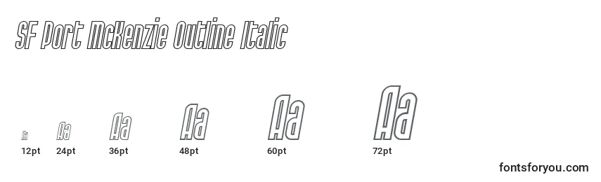 Размеры шрифта SF Port McKenzie Outline Italic