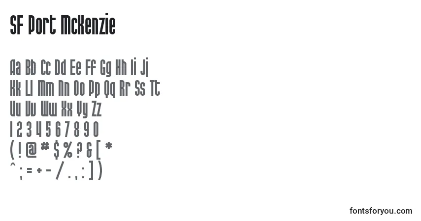 Czcionka SF Port McKenzie – alfabet, cyfry, specjalne znaki