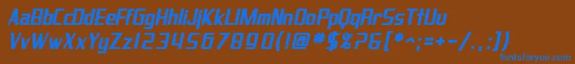 Шрифт SF Proverbial Gothic Bold Oblique – синие шрифты на коричневом фоне