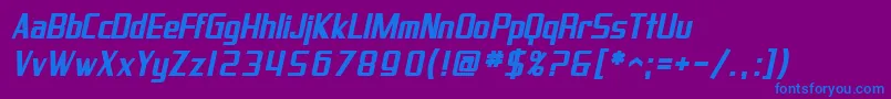 フォントSF Proverbial Gothic Bold Oblique – 紫色の背景に青い文字
