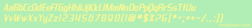 Шрифт SF Proverbial Gothic Bold Oblique – жёлтые шрифты на зелёном фоне