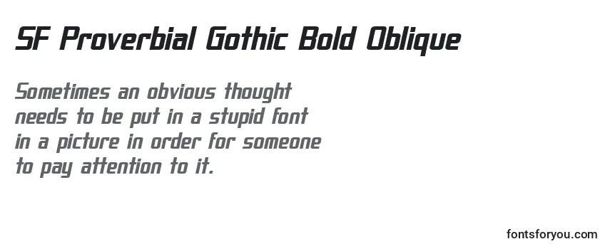 Przegląd czcionki SF Proverbial Gothic Bold Oblique