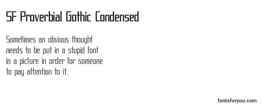 Review of the SF Proverbial Gothic Condensed Font