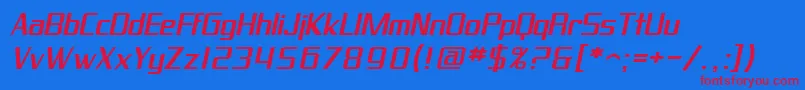 SF Proverbial Gothic Extended Oblique Font – Red Fonts on Blue Background