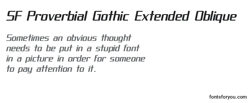 Überblick über die Schriftart SF Proverbial Gothic Extended Oblique