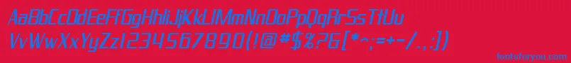 フォントSF Proverbial Gothic Oblique – 赤い背景に青い文字