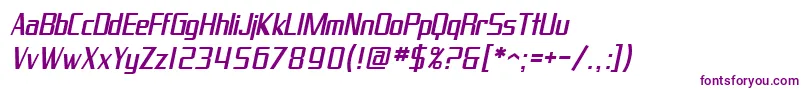 フォントSF Proverbial Gothic Oblique – 白い背景に紫のフォント