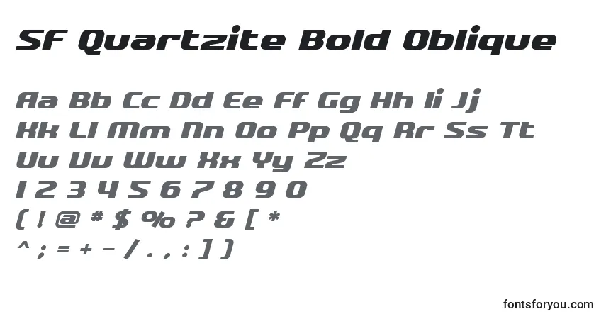 Шрифт SF Quartzite Bold Oblique – алфавит, цифры, специальные символы