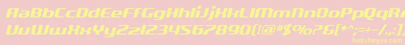 SF Quartzite Oblique-Schriftart – Gelbe Schriften auf rosa Hintergrund