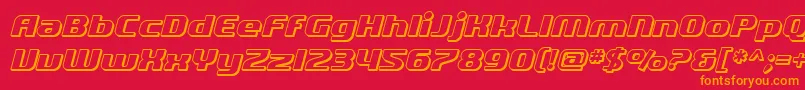 SF Quartzite Shaded Oblique-Schriftart – Orangefarbene Schriften auf rotem Hintergrund