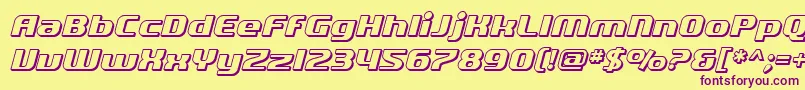 SF Quartzite Shaded Oblique Font – Purple Fonts on Yellow Background