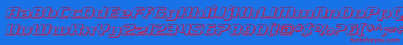 SF Quartzite Shaded Oblique-Schriftart – Rote Schriften auf blauem Hintergrund