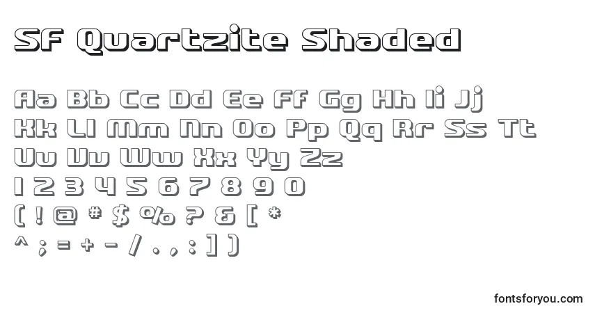 Czcionka SF Quartzite Shaded – alfabet, cyfry, specjalne znaki