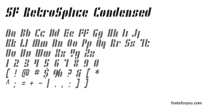 A fonte SF RetroSplice Condensed – alfabeto, números, caracteres especiais