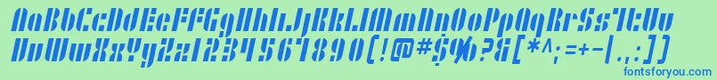 SF RetroSplice Condensed Font – Blue Fonts on Green Background