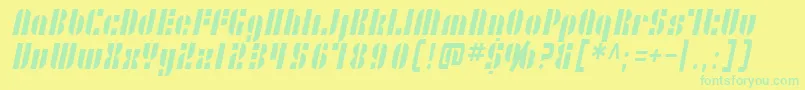 SF RetroSplice Condensed Font – Green Fonts on Yellow Background
