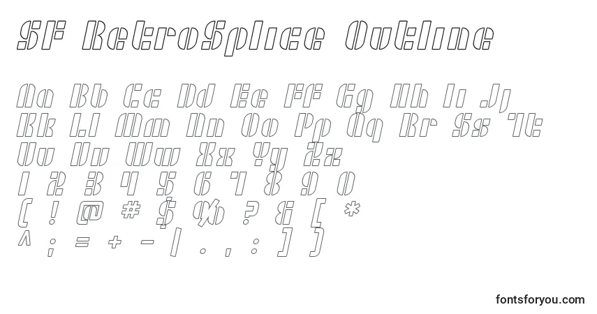 Schriftart SF RetroSplice Outline – Alphabet, Zahlen, spezielle Symbole
