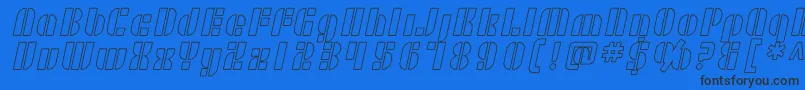 Шрифт SF RetroSplice Outline – чёрные шрифты на синем фоне