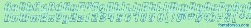 SF RetroSplice Outline-fontti – siniset fontit vihreällä taustalla