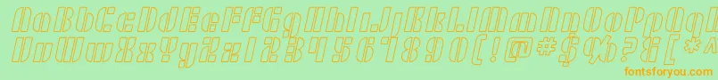 SF RetroSplice Outline-fontti – oranssit fontit vihreällä taustalla
