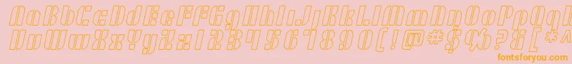 フォントSF RetroSplice Outline – オレンジの文字がピンクの背景にあります。