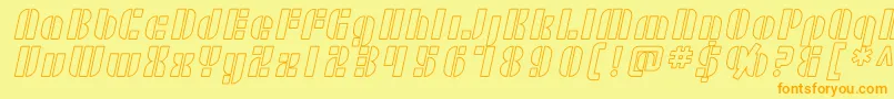 SF RetroSplice Outline-fontti – oranssit fontit keltaisella taustalla