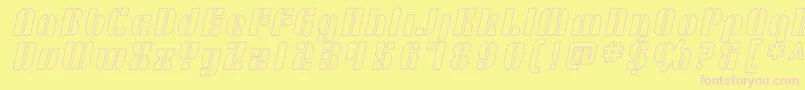 フォントSF RetroSplice Outline – ピンクのフォント、黄色の背景