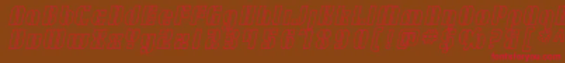 SF RetroSplice Outline-Schriftart – Rote Schriften auf braunem Hintergrund