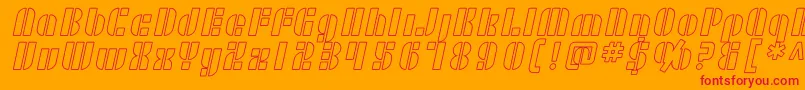 フォントSF RetroSplice Outline – オレンジの背景に赤い文字