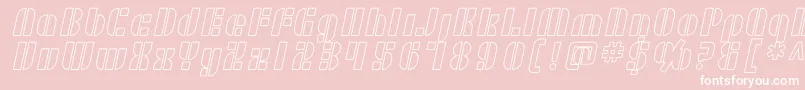 SF RetroSplice Outline-Schriftart – Weiße Schriften auf rosa Hintergrund