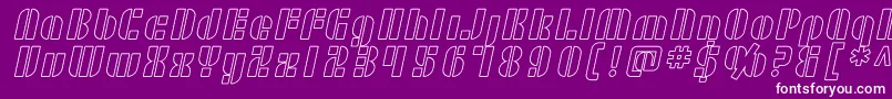 SF RetroSplice Outline-Schriftart – Weiße Schriften auf violettem Hintergrund