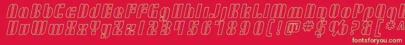 フォントSF RetroSplice Outline – 黄色の文字、赤い背景