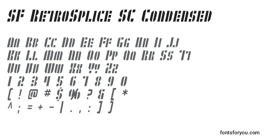 Czcionka SF RetroSplice SC Condensed – alfabet, cyfry, specjalne znaki