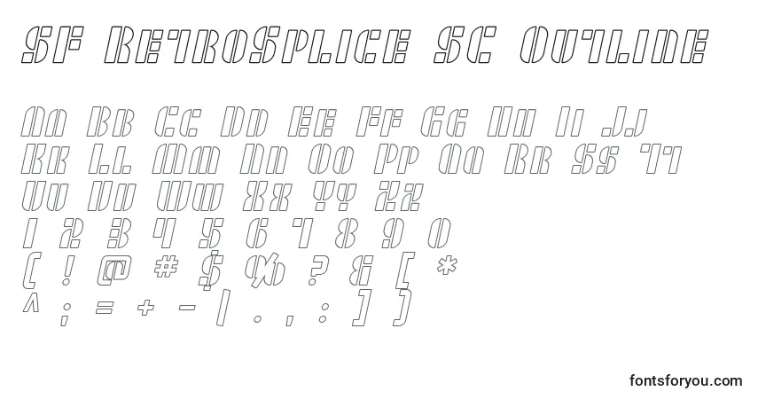 Czcionka SF RetroSplice SC Outline – alfabet, cyfry, specjalne znaki