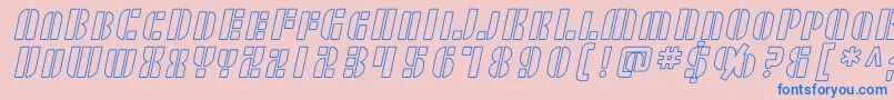 SF RetroSplice SC Outline Font – Blue Fonts on Pink Background