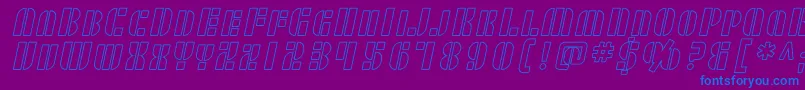 Шрифт SF RetroSplice SC Outline – синие шрифты на фиолетовом фоне