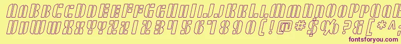 SF RetroSplice SC Outline-fontti – violetit fontit keltaisella taustalla
