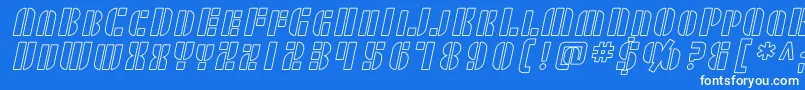 SF RetroSplice SC Outline Font – White Fonts on Blue Background