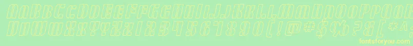 SF RetroSplice SC Outline-fontti – keltaiset fontit vihreällä taustalla