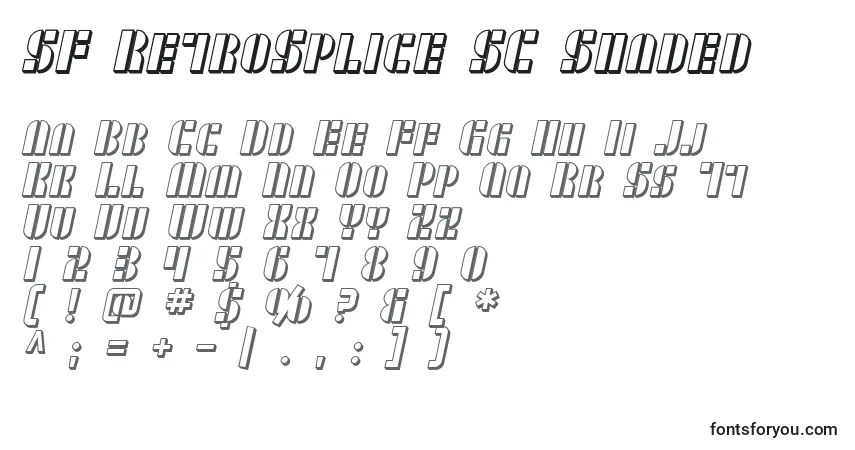 A fonte SF RetroSplice SC Shaded – alfabeto, números, caracteres especiais