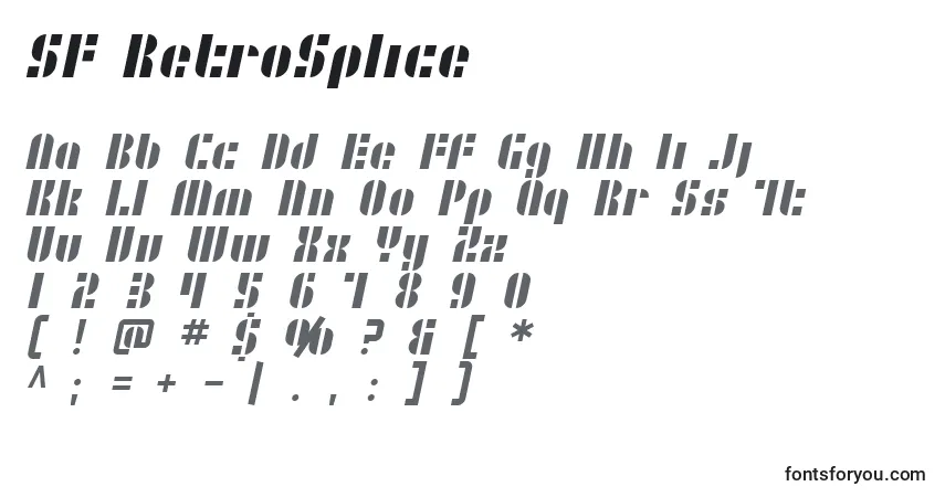A fonte SF RetroSplice – alfabeto, números, caracteres especiais