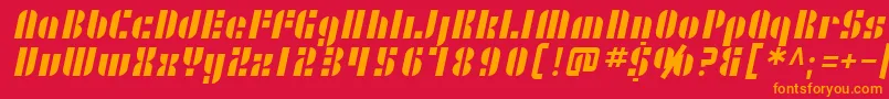 フォントSF RetroSplice – 赤い背景にオレンジの文字