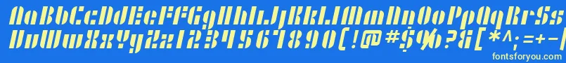 SF RetroSplice Font – Yellow Fonts on Blue Background