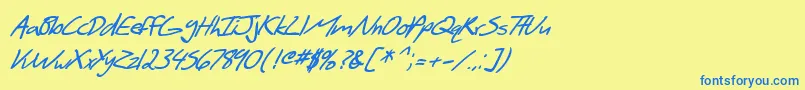 SF Scribbled Sans Bold Italic Font – Blue Fonts on Yellow Background