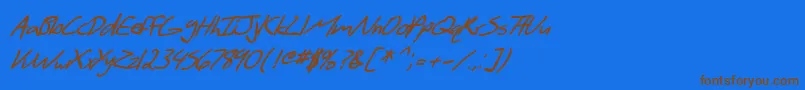 SF Scribbled Sans Bold Italic Font – Brown Fonts on Blue Background