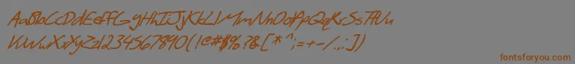 SF Scribbled Sans Bold Italic Font – Brown Fonts on Gray Background
