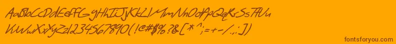 SF Scribbled Sans Bold Italic Font – Brown Fonts on Orange Background