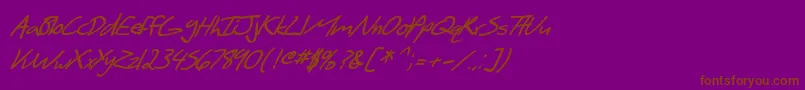 Fonte SF Scribbled Sans Bold Italic – fontes marrons em um fundo roxo