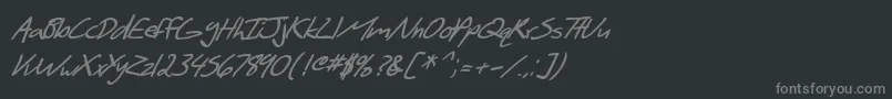 フォントSF Scribbled Sans Bold Italic – 黒い背景に灰色の文字