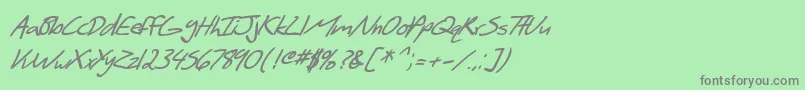 SF Scribbled Sans Bold Italic Font – Gray Fonts on Green Background